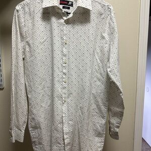 White Polka Dot Button-Up Shirt